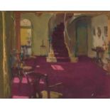 Hitchcock, Theodore Charles Basil(Grossbritannien 1892–1953) Interieur mit violettem Teppich. Öl auf