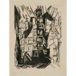 Feininger, Lyonel(New York 1871–1956 New York)"Pariser Häuser". 1920. Holzschnitt auf Japanpapier.