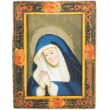 Kleines HinterglasbildOberbayern, 1.Hälfte 19.Jh. Polychrome Malerei hinter Glas. Betende Maria