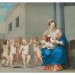 Stella, Jacques de (Lyon 1596–1657 Paris)UmkreisMadonna mit Kind und tanzenden Putti. Öl auf Holz.
