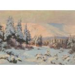 Weimann, Paul (Breslau 1867–1945? Hirschberg?)Winter im Riesengebirge. Öl auf Leinwand. Unten