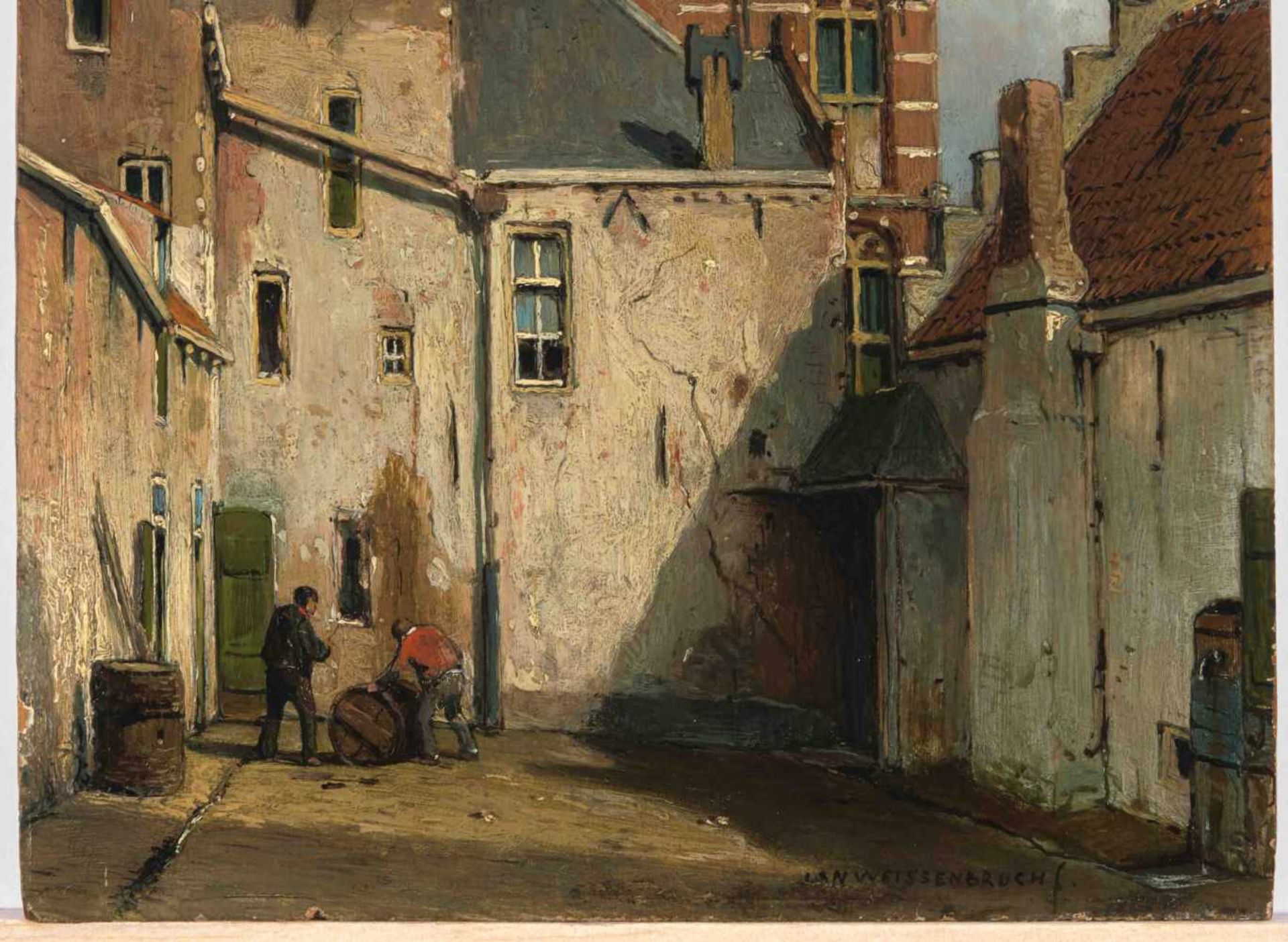Weissenbruch, Jan(1822 Den Haag 1880) Culemborg, Innenhof beim Rathaus. Öl auf Holz. Unten rechts - Bild 3 aus 5