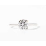 Brillant-Ring750 Weissgold. 0.95 ct I/J-vs/si. Gr. 54, 1,7 g.- - -20.00 % buyer's premium on the