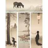 Lot: 7 Farbholzschnitte von Ohara Koson/Shoson (1877–1945)Japan. Sieben stimmungsvolle, figürliche