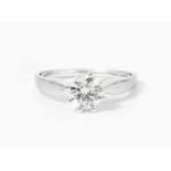 Brillant-Solitair-Ring750 Weissgold. 1 Brillant 1.04 ct H-si. Gr. 55, 5,2 g. Diamant-