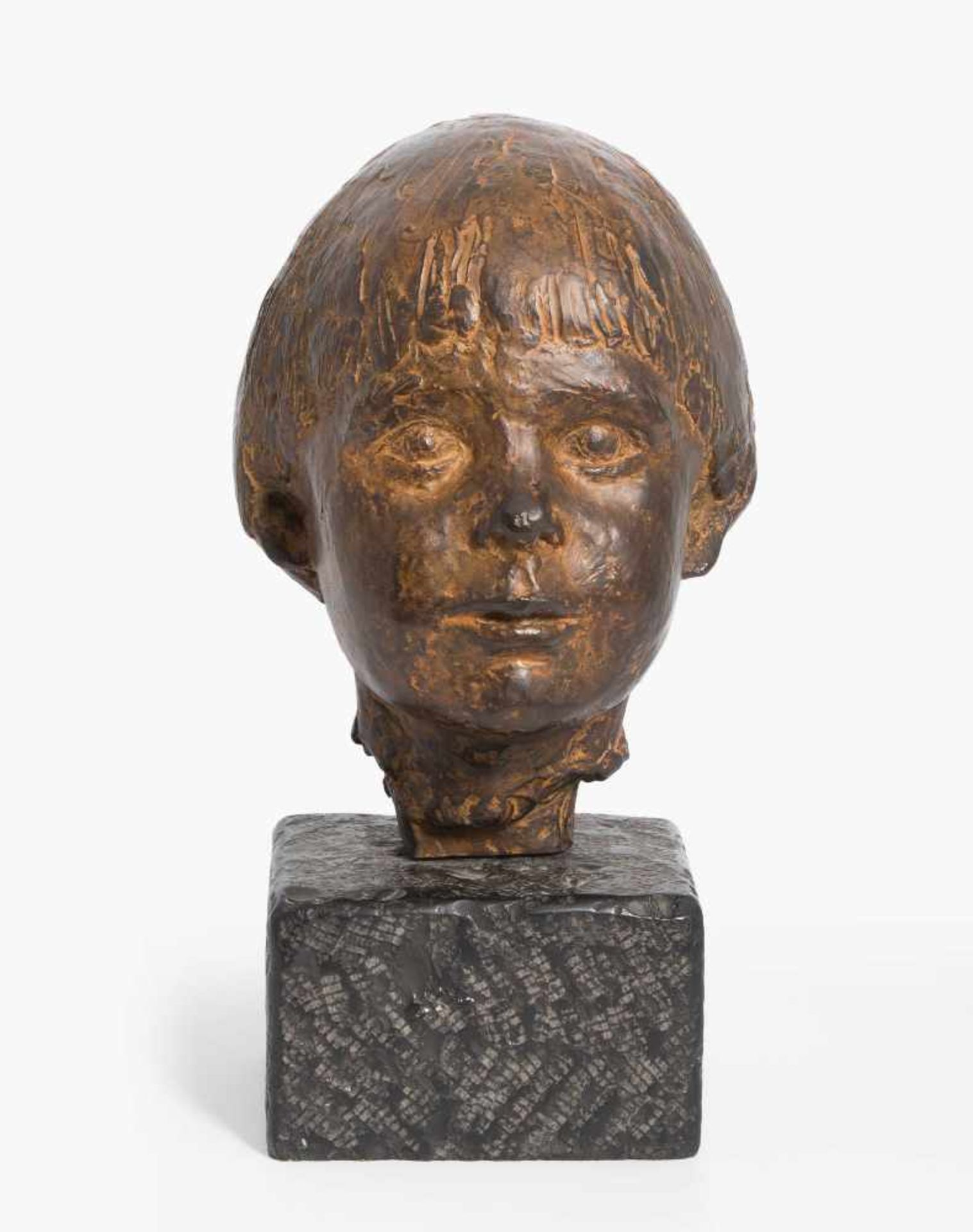 Bänninger, Otto Charles(Zürich 1897–1973 Zürich)Kinderkopf. Bronze. Auf der Bronze monogrammiert und
