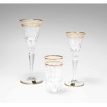 GläserserviceSt. Louis "Excellence", 20.Jh. Farbloses Kristallglas, Schliffdekor, Vergoldung.