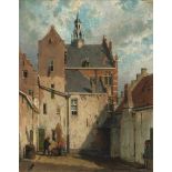 Weissenbruch, Jan(1822 Den Haag 1880) Culemborg, Innenhof beim Rathaus. Öl auf Holz. Unten rechts