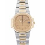 Patek Philippe NautilusAbgerundete, automatische Armbanduhr 80er Jahre in Bicolor Gelbgold-/