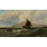 Hayes, Edwin (Bristol 1819–1904 London)Fischerboote vor der Küste bei Sturm. 1871. Öl auf
