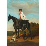 Dreux, Alfred de(1810 Paris 1860)Junger Reiter auf einem Rappen, von einer kleinen Dogge