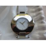 COBRA : montre femme diamètre 38mm, bracelet cuir blanc, neuve. -