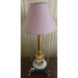 An Ormolu and Marble Table Lamp. 59cms high.