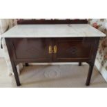 A 20th Century Mahogany Washstand with a marble top. H76cm X W107cm X D51cm.