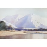 'A Winters day Ballinahinch Connemara' a Watercolour by Maurice C Wilks. Signed LL. 37 x 26cm.