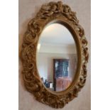 An oval Plaster Gilt Mirror and one other. L47cm X W47cm.