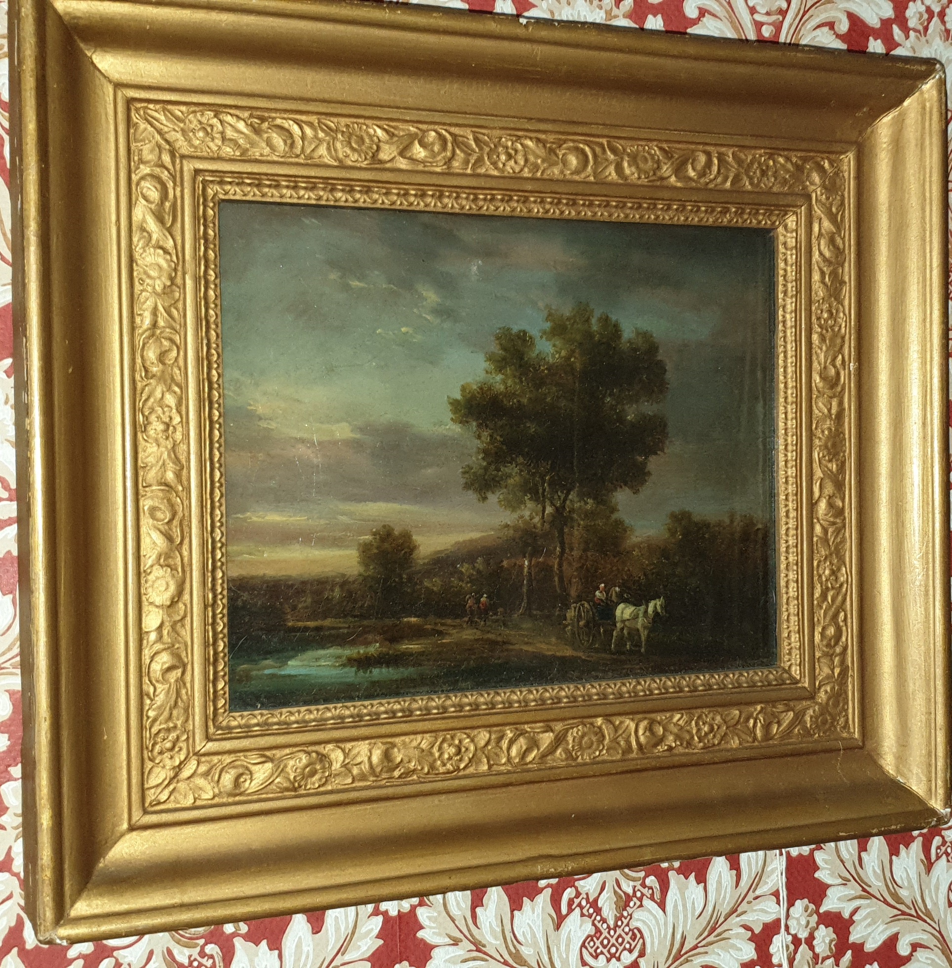 An early 19th Century pair of Oil on Canvas in the manner of Gainsborough. 'Figures droving cattle - Image 2 of 2