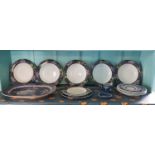 A small quantity of Blue and White and other Dinnerwares to include a Platter on bottom shelf.