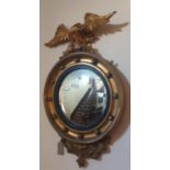 A lovely pair of 19th Century Convex Mirrors with Eagles surmount. L74cm.