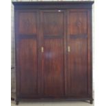 An early 20th Century three door Wardrobe. H203cm X W160cm X D55cm.