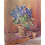 A good Watercolour still Life of Daisies like flowers by Irene Holdway. L60cm X W54cm.