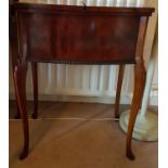 An Edwardian Mahogany Sewing Box with a fitted interior. H70cm X W50cm.