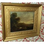 An early 19th Century pair of Oil on Canvas in the manner of Gainsborough. 'Figures droving cattle