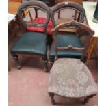 A pair of 19th Century Balloon Back Chairs along with three other 19th Century Chairs.
