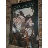 A framed Vintage 'Car Show' Print.