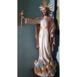 A Magnificent hand painted Statue of Jesus. H 136cm