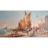 Arthur Trevor Haddon R.B.A. An Oil on Canvas Venetian Fish Market. Signed LR. 61 x 107cm.