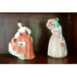 Two Royal Doulton Figures 'Fair Lady Central Park' HN2839 and 'Miss Demure'.