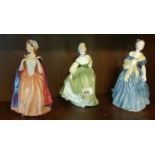 Three Royal Doulton Figures 'Bess' HN1948, 'Fair Lady' HN2138 and 'Adrienne' HN1993.