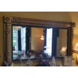 A Regency Timber Gilt Overmantle Mirror with an ebonised strip. W 131 x H 71cm.