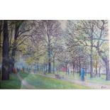 A nice Pastel of a Parisian Walk by Sylvia Gosse. Signed LR.