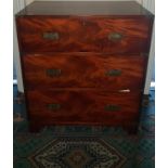 A really good late 19th early 20th Century Mahogany Military/Campaign Chest with brass corners and