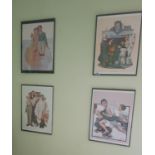 A set of four Coloured Humorous Prints.