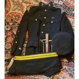 A 12th Lancers Majors Petrol Blue Dress Uniform in metal travel case.