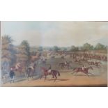 A good pair of Coloured Hunting Prints of Epsom. 'Preparing to start' and 'The Race over'. 76 x