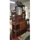 An Edwardian Rosewood Inlaid gallery back Display Cabinet.