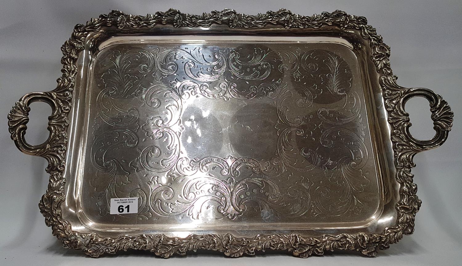 A good quantity of 19th Century Silverplate to include a heavy embossed Tray, centre ring along with