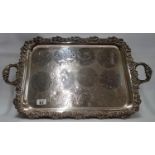 A good quantity of 19th Century Silverplate to include a heavy embossed Tray, centre ring along with