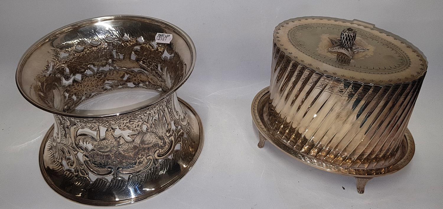 A good quantity of 19th Century Silverplate to include a heavy embossed Tray, centre ring along with - Image 2 of 2