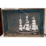 A Diorama of a Sailing Ship and Tug.