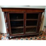 A Regency Mahogany two door glazed cabinet with rope edge decoration. 108 x 92cm.