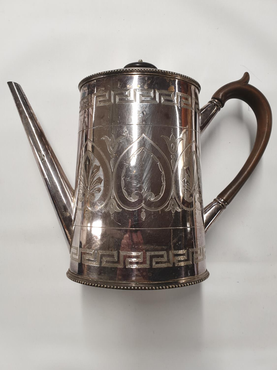 A lovely 19th Century silver plated Tea set with greek key design by Waterhouse Dublin. - Image 3 of 5
