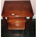 A really good Nest of three Oriental Hardwood Tables with trade label for Ernest Cullen, Dublin