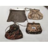 A solid silver Purse along with an Indian example and two others.