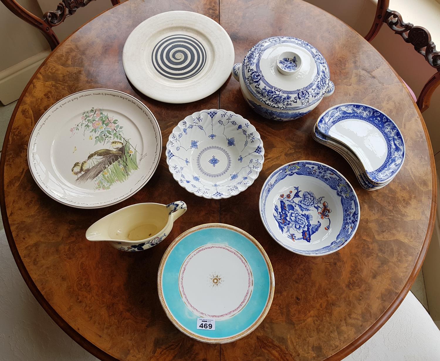 A 19th Century Masons Bowl, tazza and other items.