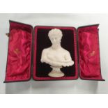 A really good Parian figure of a Lady, Cased.
